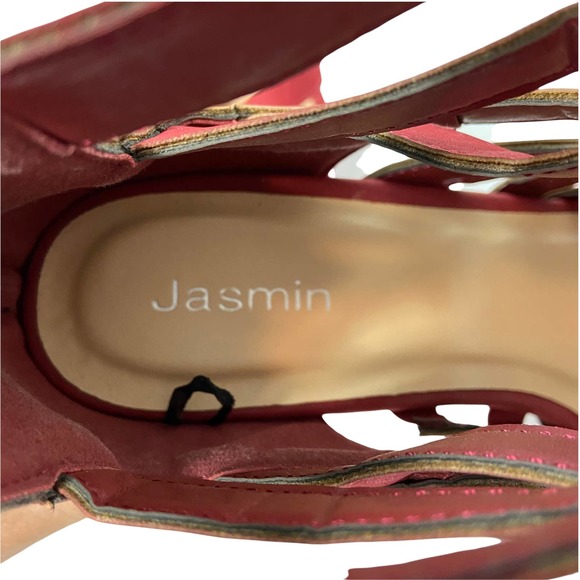 Jasmin " JKnoxville" Wedge Red Strappy Sandal Size 10M - Picture 3 of 9